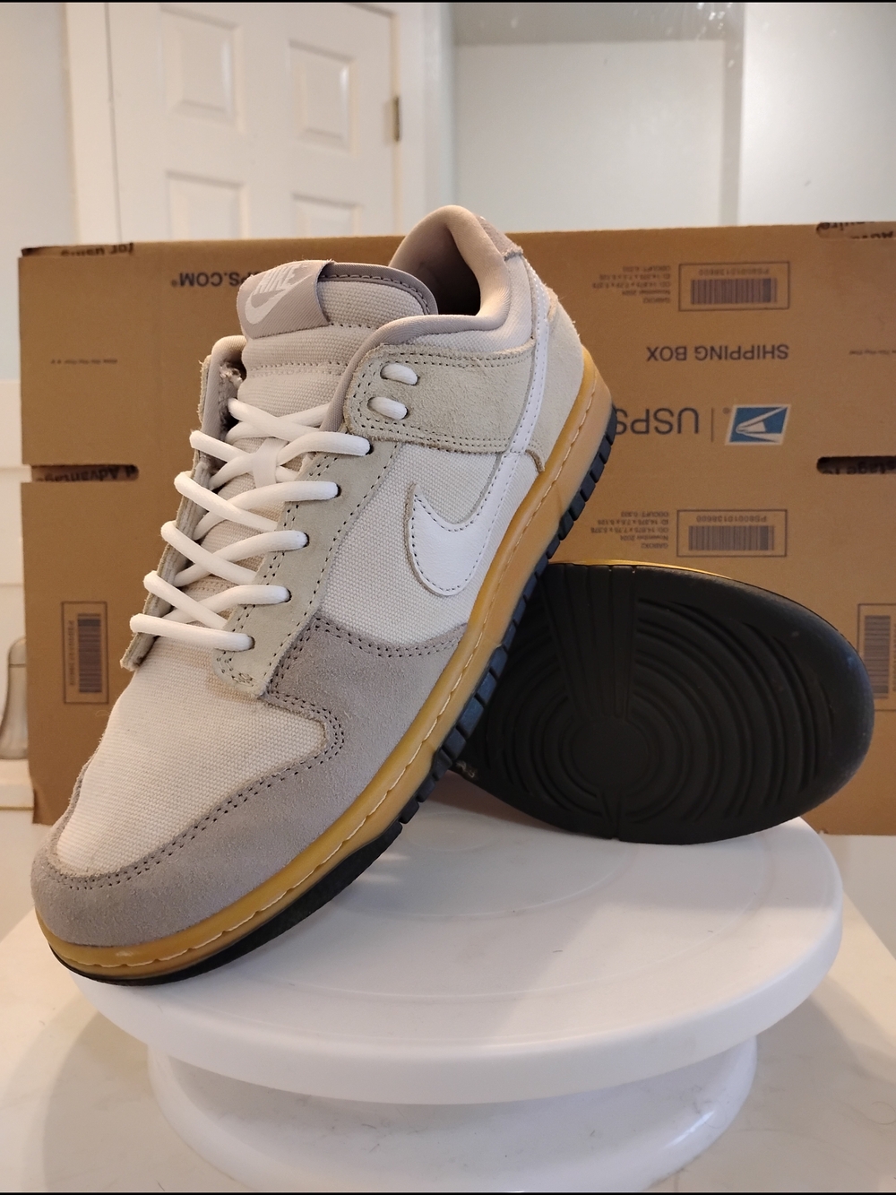 Nike Dunk Low Suede Canvas Phantom Grey Khaki Gum HV4301-030 Men's Size 8